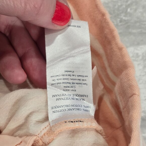 FAHERTY Women's Medium Isha Striped 100% Organic Cotton Dress Pockets Peach/Pink - Picture 8 of 13